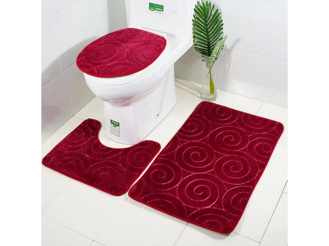Koupelna - záchod - růže - koupelnové předložky - koupelnové předložky set s 3D vzorem spirály
