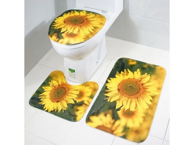 Koupelna - záchod -  koupelnová předložka - koupelnové předložky set - předložky se vzorem slunečnice