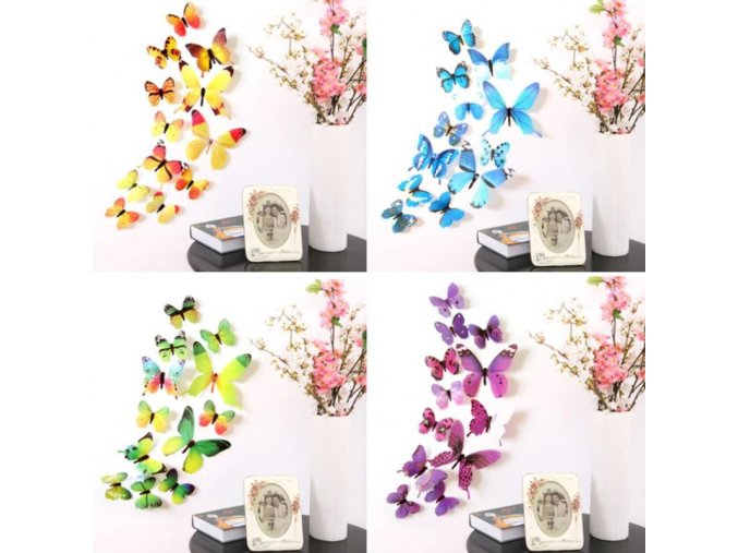 tapety - 3D samolepící motýli na zeď - samolepící tapeta - motýli - výprodej skladu