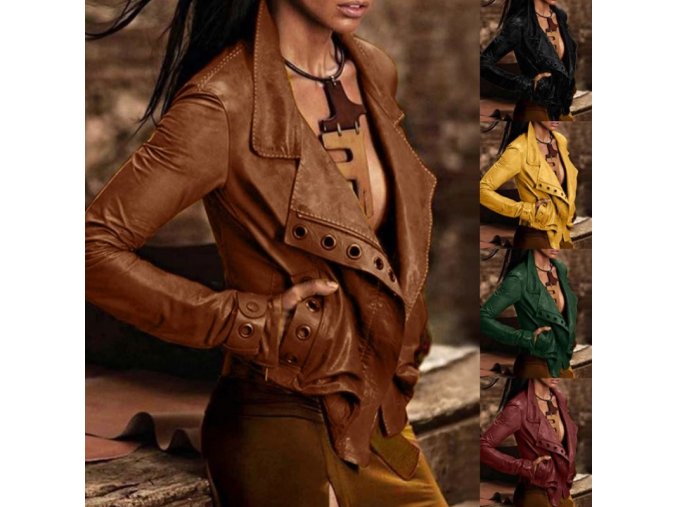 dámské oblečení -nadměrné velikosti - dámská koženková bunda s krásným zdobením - kožené bundy - dámské zimní bundy - křivák