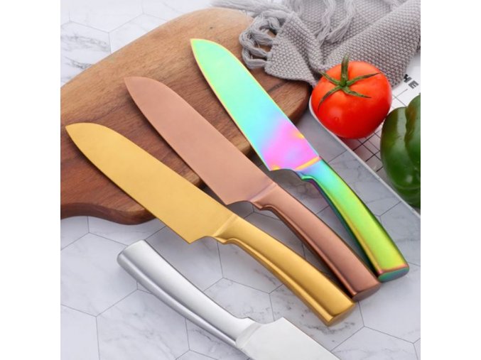 Kuchyně - nerezový nuž v metalických barvách - vaření - nůž - vánoční dárek