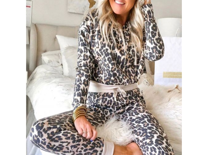 Oblečení - dámská módní leopardí tepláková souprava - tepláková souprava - dámské tepláky - dámské mikiny