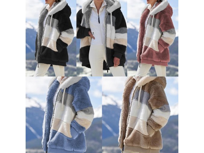 Oblečení - kabát - dámský zimní kabát na zip s kapucí - nadměrné velikosti - dámské zimní kabáty  - zimní kabáty