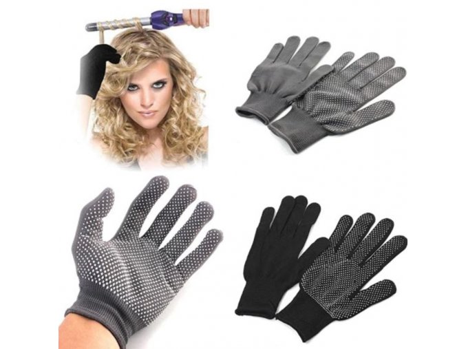 Kosmetika - žáruvzdorné ochranné rukavice pří úpravě vlasů - žehlička na vlasy - účesy -