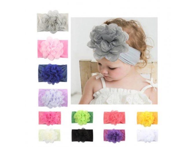 Dětské oblečení - krásná čelenka pro holčičku v různých barvách s velkou kytkou - čelenka do vlasů - výprodej skladu