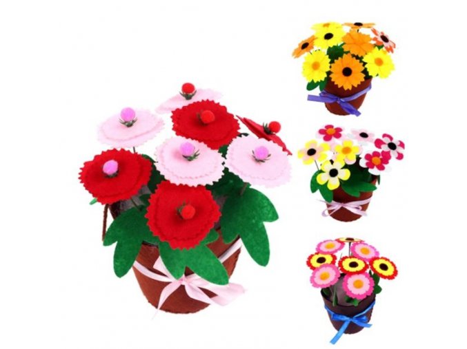 Hračky - tvoření s dětmi - ruční tvoření pro děti kytka v květináči - květiny - umělé květiny - ruční tvoření - dárky pro děti