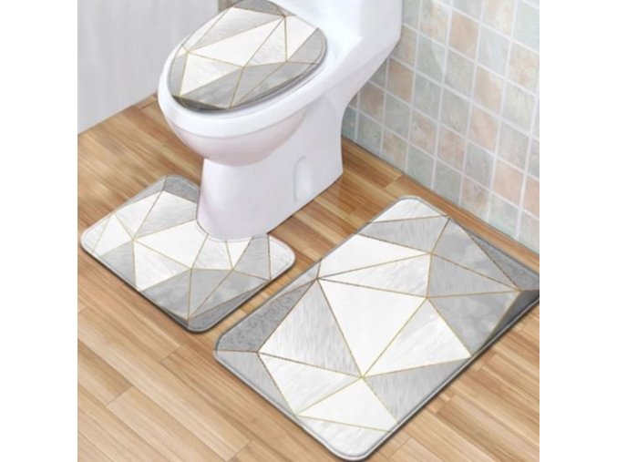 Koupelna - záchod - módní set předložek v různých barvách - koupelnové předložky - záchodové prkénko