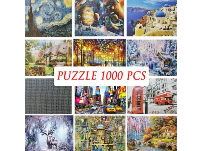 Puzzle - puzzle s různými obrázky 1000ks - puzzle jigsaw - vánoční dárek