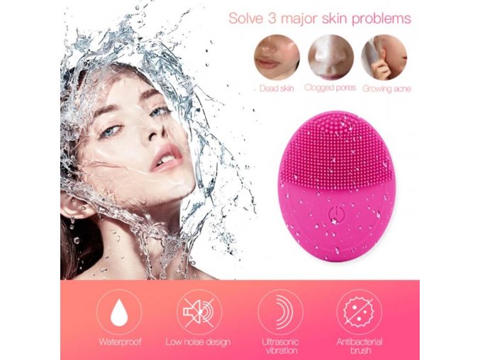 Kosmetika - čištění pleti - silikonový kartáč pro hloubkové čištění pleti v růžové barvě  - slevy dnes