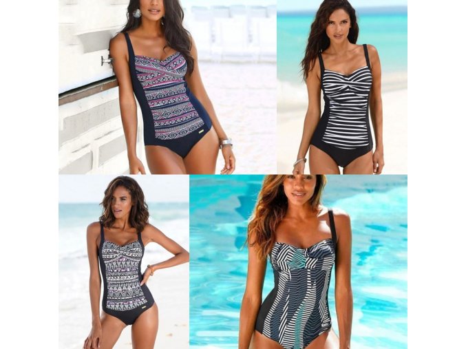 Dámské oblečení - dámské plavky - dámské vzorované  jednodílné plavky na ramínky - jednodílné plavky - výprodej slevy