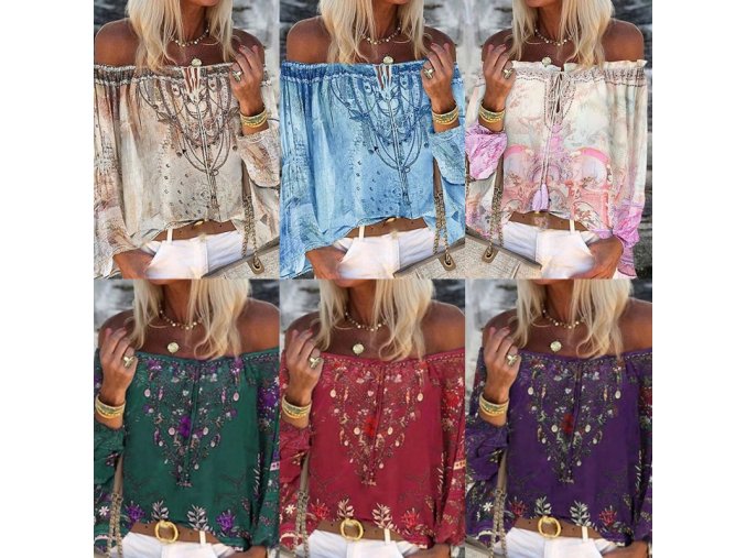 oblečení  - dámské halenky - dámská letní halenka v boho style v různých variantách - dámská trička