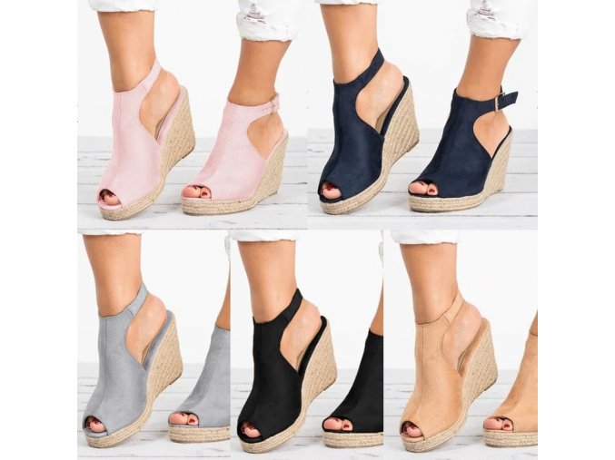 Boty - dámské boty - dámské letní módní boty na slámové platformě - dámské sandály