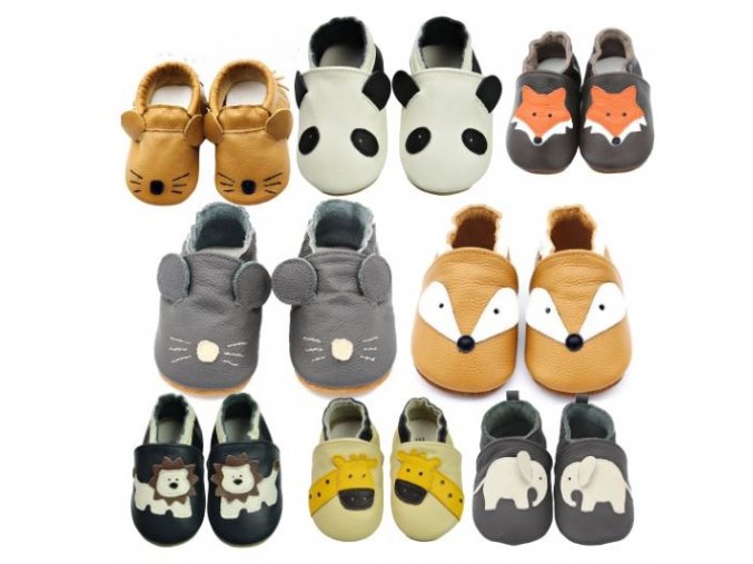 Dětské oblečení - boty - dětské novorozenecké  boty pro chlapečka se zvířátky - dětské capáčky