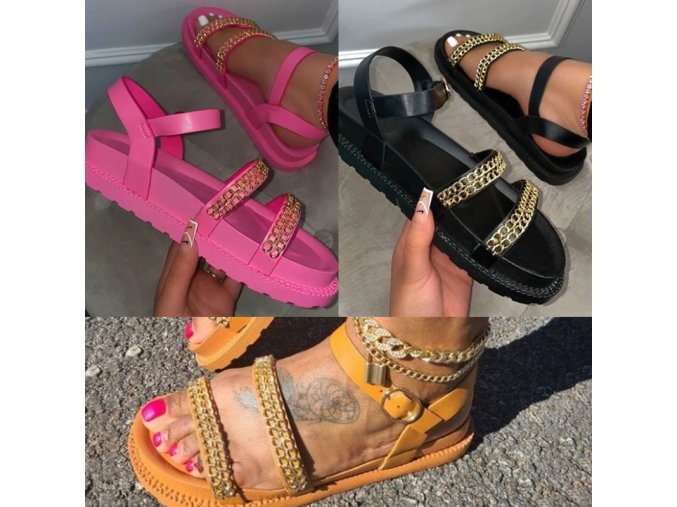 Boty - dámské boty - dámské letní sandály s ozdobými řetízky - dámské sandály - výprodej skladu