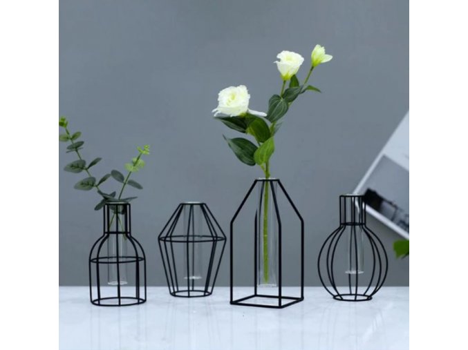 Dekorace - váza - dekorativní kovová černá váza ve větší velikosti - dekorace - výprodej skladu