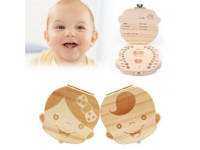 Památný dřevěný box na zoubky pro miminka - SLEVA 25% (Typ 2)