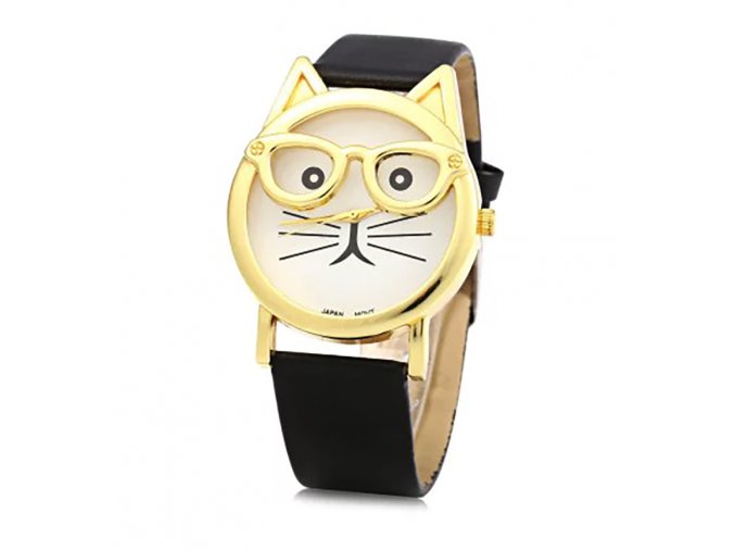 Stylové hodinky s motivem kočičky - SLEVA 35% (Barva Hnědá)