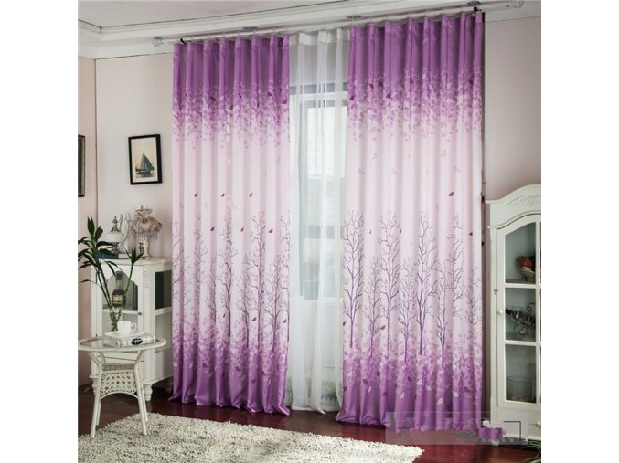 Moderní fialová záclona do obýváku