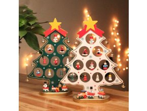 Vánoční dekorace- Vánoční dřevěné stromečky s rolničkami zelený, červený, bílý- VÝPRODEJ SKLADU