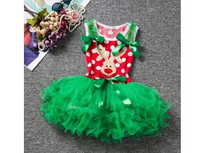 Dětské oblečení- dívčí šaty s Vánočním motivem sob červené