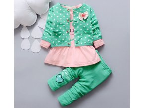 Dětské oblečení- zelený set pro dívky legíny, dlouhé stylové tričko a svetřík- VÝPRODEJ SKLADU