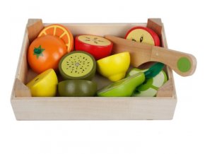 Dětské dřevěné hračky- ovoce v přepravce- VÝPRODEJ SKLADU