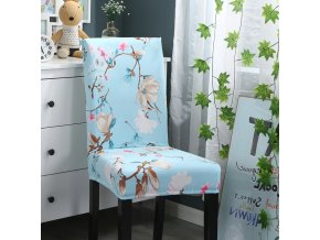 Univerzální elastický potah na židli- modrý květ