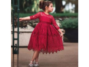 Společenské plesové šaty pro dívky krajkové- červené