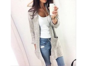 Dlouhý dámský podzimní fashion cardigan (Velikost XXXL)