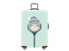 Elastický potah na kufr, zavazadlo čtyři velikosti Usmívající se kočka