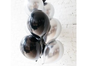 10 Ks mix balonků černostříbrné na párty, narozeniny