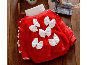 Dětské oblečení- zimní teplý rolák mikina svetr s mašlemi