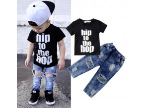 Dětské oblečení- tričko s potiskem a džíny Hip to the hop pro chlapce