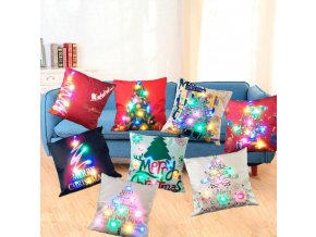 Vánoční dekorace- LED svítící povlak na polštář různé motivy  45x45cm