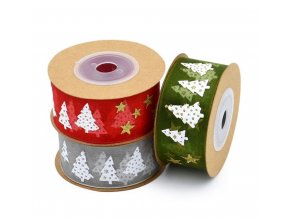 Vánoční dekorace- vánoční dekorační stuha ve třech barvách 5m