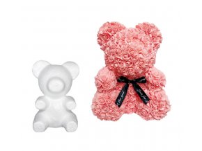 Medvídek z růží- kreativní tvoření medvěd polystyrenový 20cm- Dárky pro ženy, Valentýn