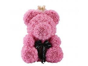Medvídek z růží- medvídek z růží se stuhou a korunkou 40cm více barev- Dárky pro ženy, Valentýn