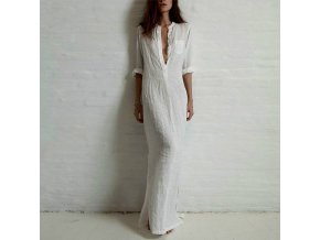 Dámské dlouhé bílé šaty AKCE (Velikost XXXL)
