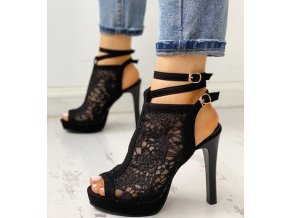 Dámské boty- Luxusní černé dámské boty na podpatku NEW