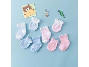 ponožky pro novorozence - sada ponožek a rukavic pro holčičku a chlapečka - v růžové a modré barvě