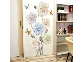 Dekorace - tapeta - samolepky na zeď - nástěnná dekorace - samolepka na zeď se vzorem květin a motýlů