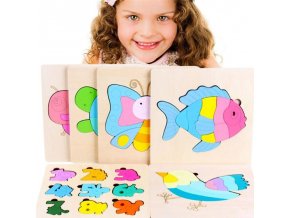 děti - hračky pro děti - dřevěné hračky - vzdělávací dřevěná vkládací puzzle - puzzle - dárek pro děti