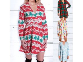 Dámské oblečení - šaty - dámské šaty - vánoce - vánoční šaty - zimní šaty s vánočními vzory - výprodej skladu