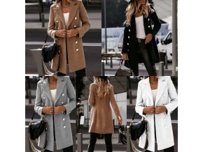 Dámské oblečení - dámský podzimní kabát zdobený knoflíky - kabát - dámské zimní kabáty - dámské kabáty
