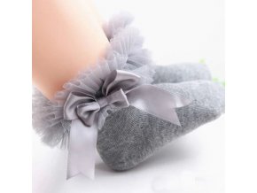 Dětské oblečení - ponožky - dětské roztomilé ponožky s krajkou a mašlí - dětské ponožky - výprodej skladu