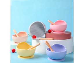 Kuchyně - miska - dětská miska se silikonovou lžící - dětské nádobí - výprodej skladu