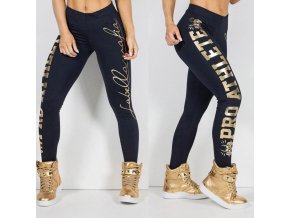 Oblečení - legíny - dámské fitness černé legíny se zlatým nápisem - dámské legíny - sportovní legíny - fitness