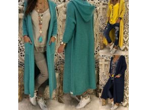Oblečení - dámské svetry - dámský svetrový pletený kabát s kapucí - kabát - dámský kabát - vánoční dárek