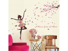 Samolepící dekorace na zeď - tanečnice s motýly