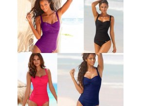 Dámské oblečení - dámské plavky - dámské jednobarevné jednodílné plavky na ramínky - jednodílné plavky - výprodej slevy